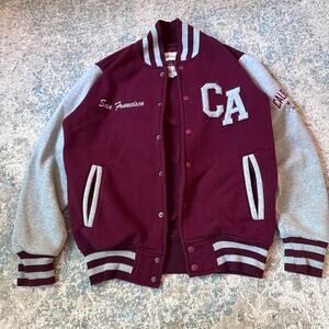 california citywear varsity jacket – maroon/grey – size s